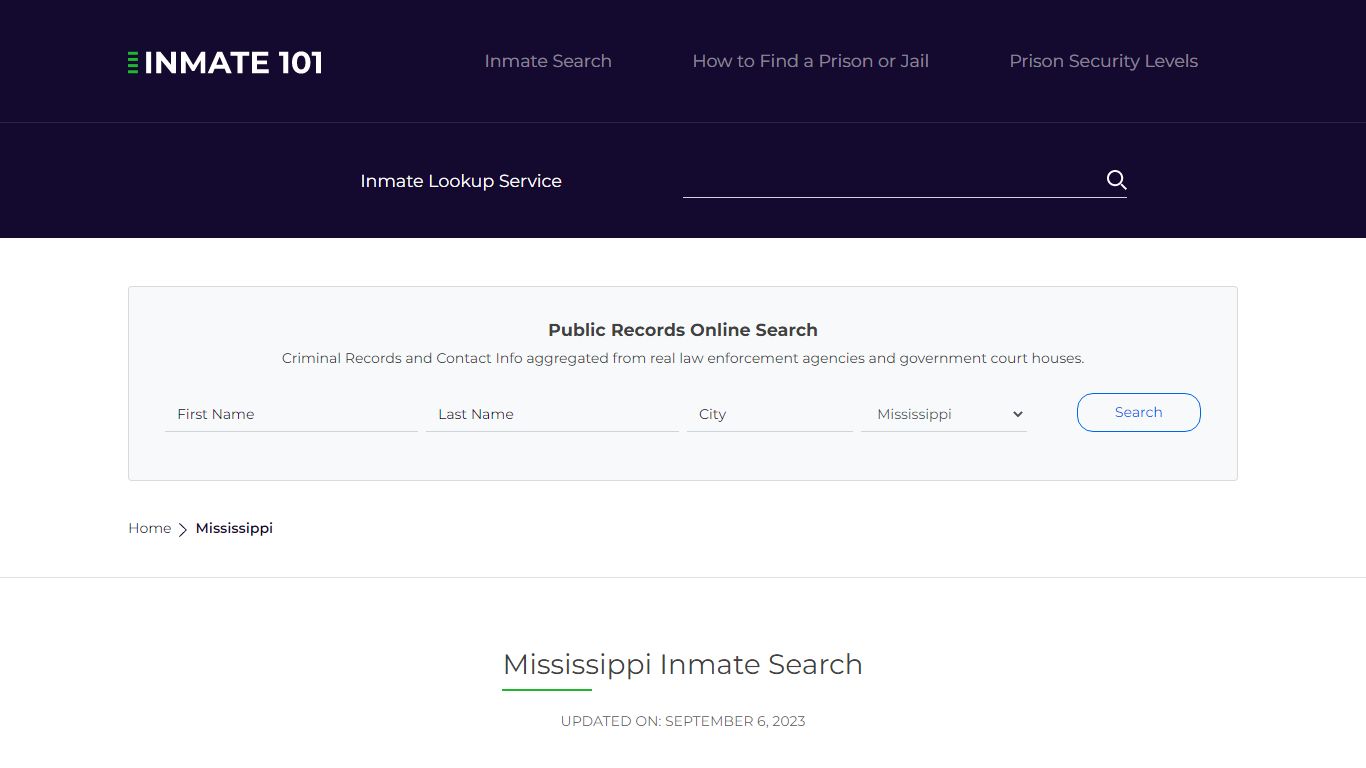 Mississippi Inmate Search – Mississippi Department of Corrections ...
